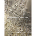 China factory OEM wedding dress with blue sash white velvet wedding dresses